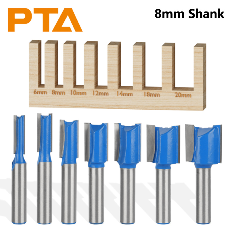 End Mill Set - 8Mm Schacht Blauwe Rechte Bit Router