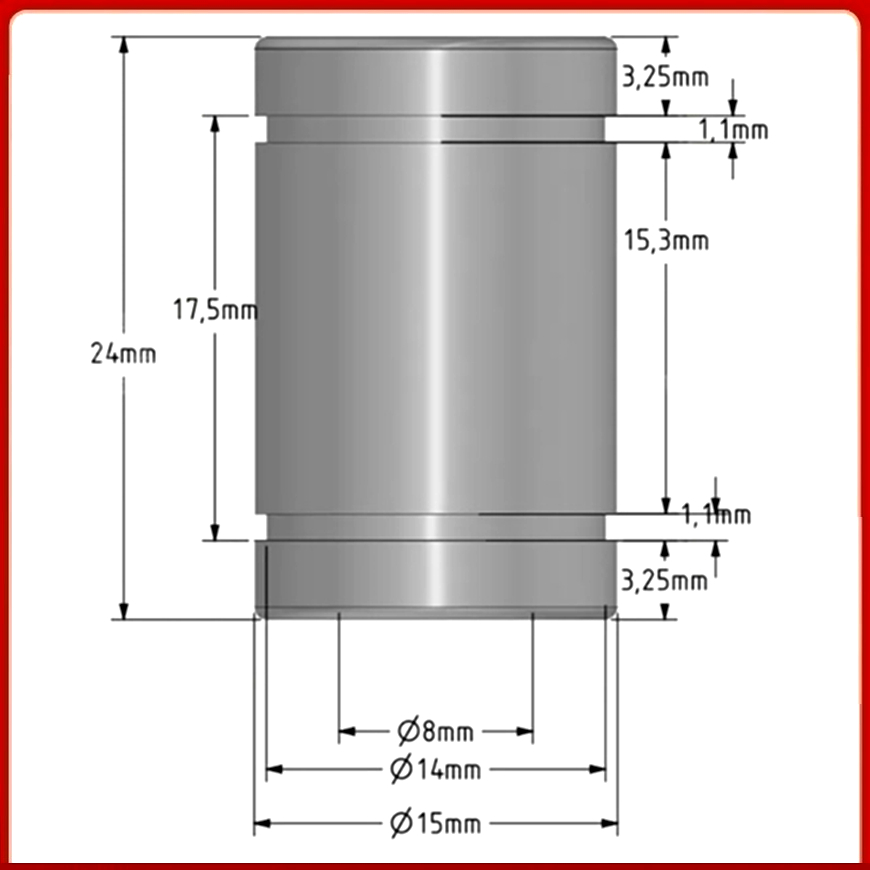 Lm8Uu Bearing - Reprap 3D-printer vervangend lineair lager 8x15x24mm