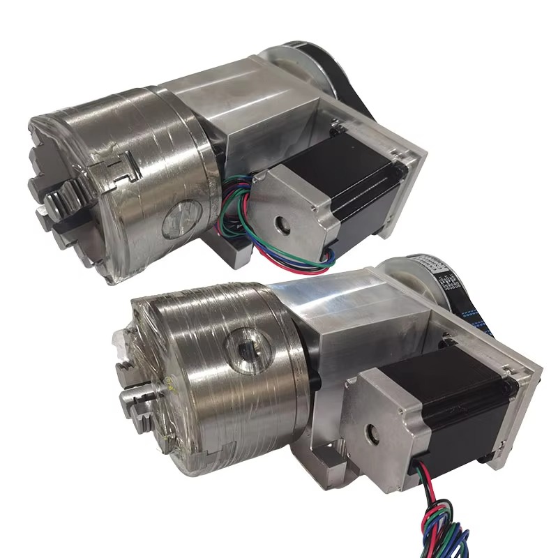 Nema23 Stepper - Precisie-opspanhouder, 4-klauwopspanhouder, 4e as, CNC-draaitafel, verdeelkop,