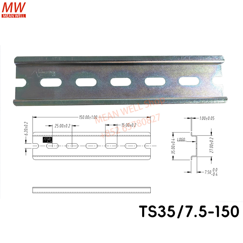 Lm8Uu Bearing - TS35 7,5 mm DIN-railconnector voor EDR